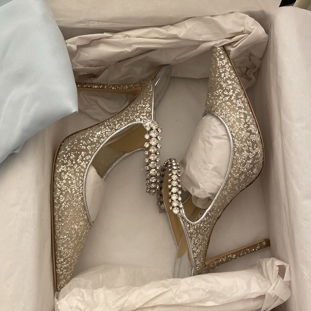 Jimmy choo Bing 100 glitter tulle mules 41.5 - Picture 4 of 4